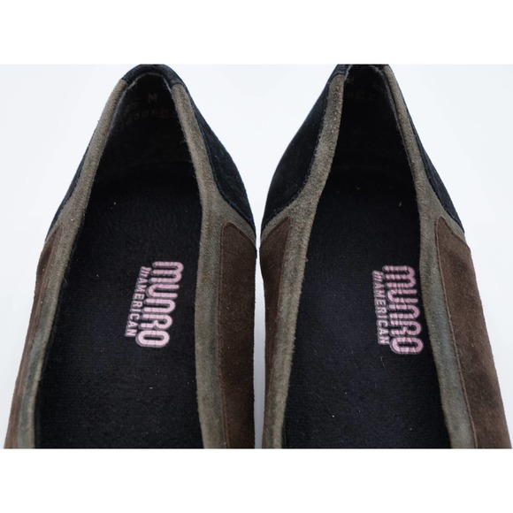 Munro Pumps Womens 8.5 Brown Suede Black Cap Toe Slip On Comfort Career Heels - Picture 7 of 11